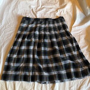 Lands' End Blue , White and Green Plaid Pleated Skirt